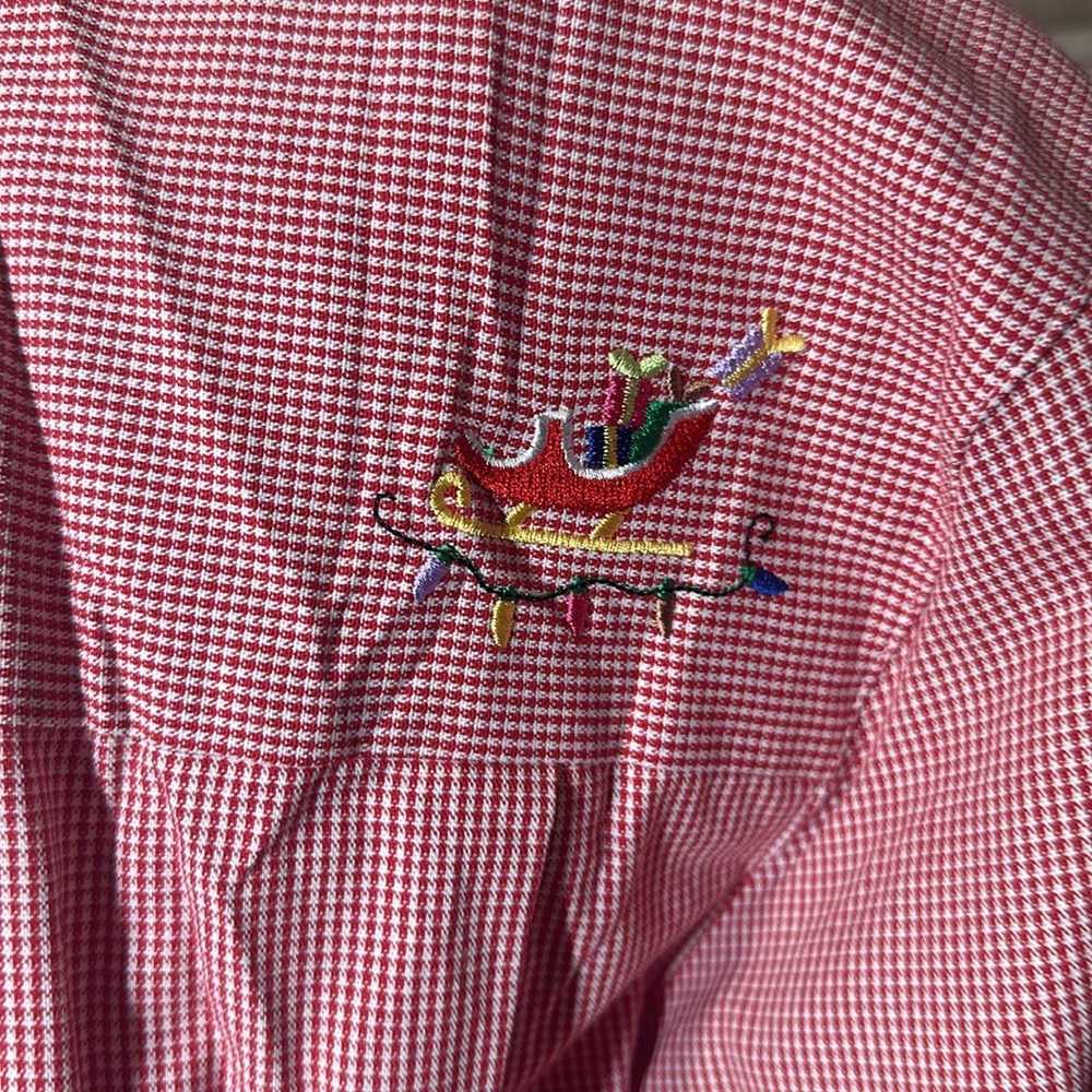 QUACKER FACTORY Christmas Large Checkered Button Down Shirt - Picture 7 of 14